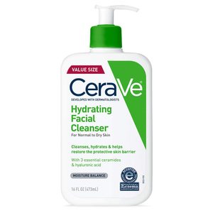 CeraVe Hydrating Cleanser with ceramides for gentle daily cleansing
