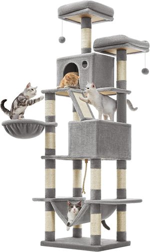 FEANDREA 183cm tall cat tree with sisal posts and perches